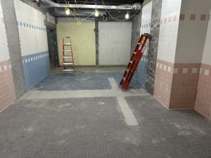 An empty view of the Harmony Hill resource room during construction.