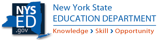 Logo of the NY State Education Department with the tag line "knowledge, skill, opportunity".