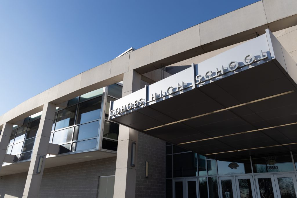 exterior of Cohoes High School entrance